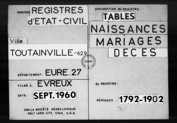 Tables (1792-1902)