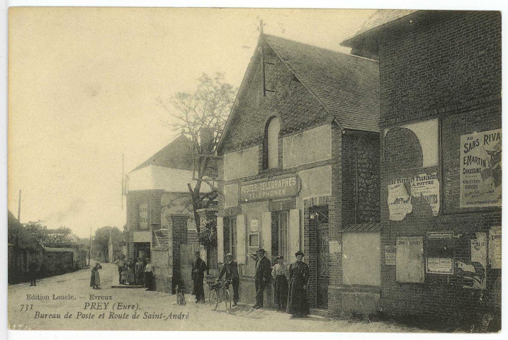 Prey. Bureau de Poste et Route de Saint-André.