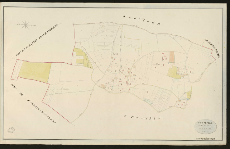 Mélicourt. Section A _ Du Val et de Buchey _ 1ère de 2 feuilles _ Echelle de 1 à 2500
