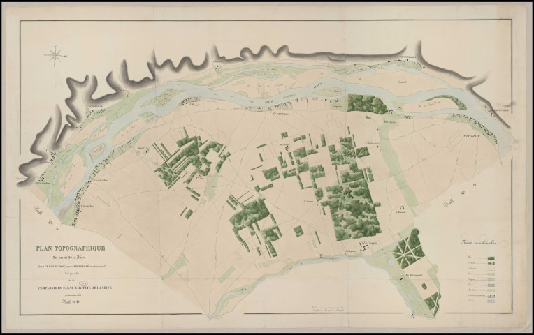 Cours de la Seine de Portejoie à Poses - "Plan topographique du cours de la Seine du bas de Poses jusqu'à Portejoie. Feuille n°21".