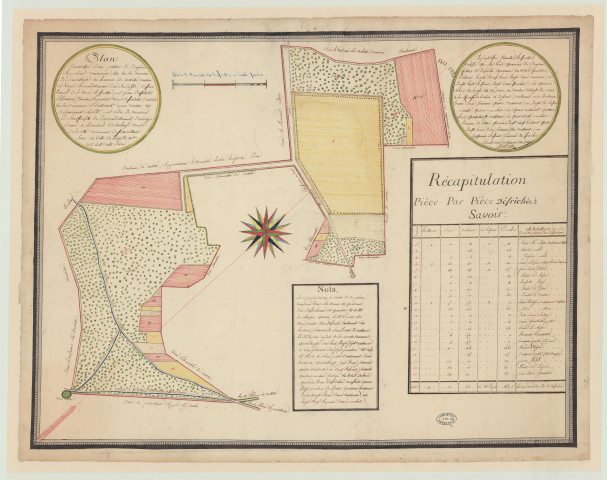 Panilleuse - 1- "Plan géométrique d'une portion des bruyères appelé communes".* 2-" Plan du triège de Lavatine en grand. 25e carton de Pannilleuse". *