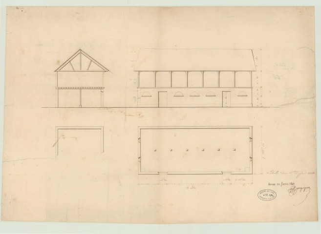 Huest _Ferme de la Gatine. "Construction d'une bergerie avec grenier au-dessus, à la ferme de la Gatine".