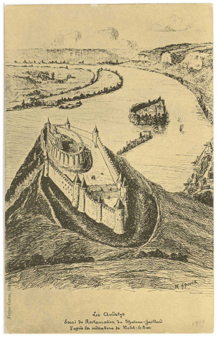 Andelys (Les). Les Andelys - Essai de Restauration du Château-Gaillard d'après les inondations de Viollet-le-Duc.