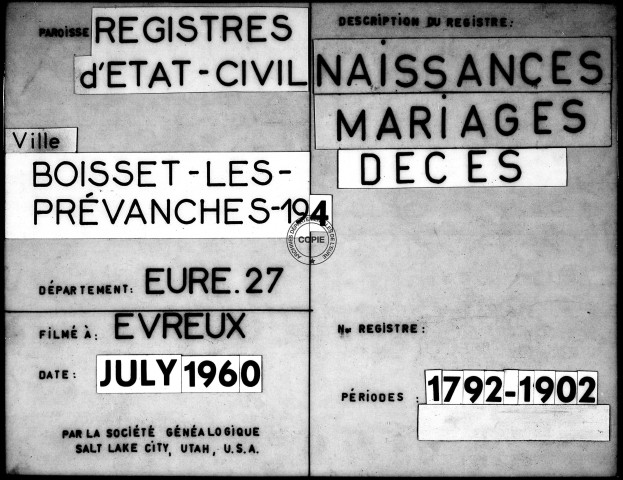 Tables (1792-1902)