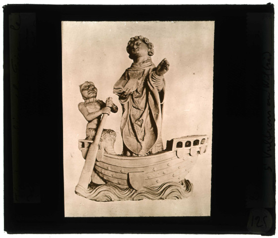 Église de Touville (Eure), haut-relief de Saint-Vulfran.