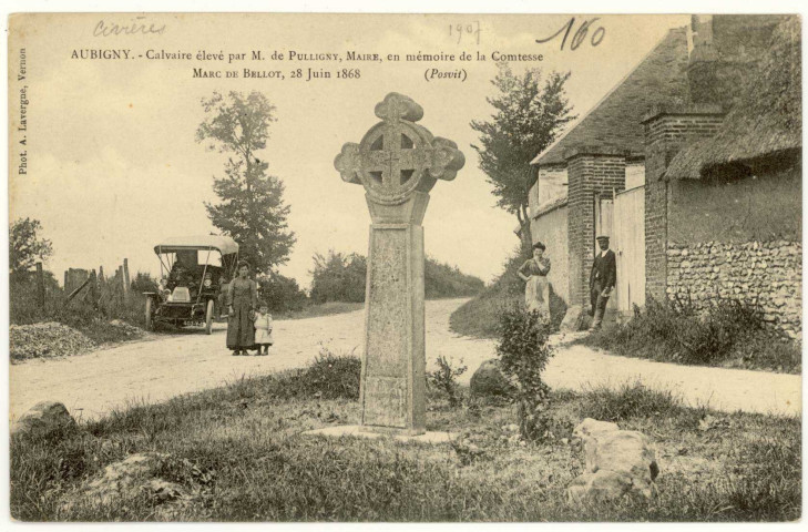 Civières. Calvaire élevé par M. de Pulligny, Maire, en Mémoire de la Comtesse Marc De Bellot, 28 juin 1868.