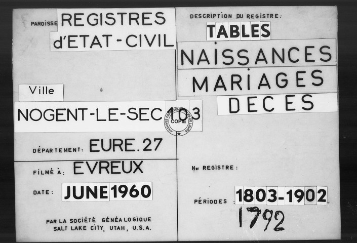 Tables (1792-1902)