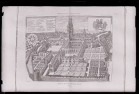 Église abbatiale Saint-Étienne de l'abbaye aux Hommes de Caen (Calvados), vue générale extraite du "Monasticon Gallicanum".