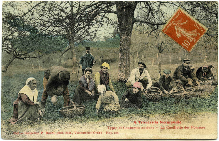 Divers. A travers la Normandie. - Types et Coutumes anciens - La Cueillette des Pommes.