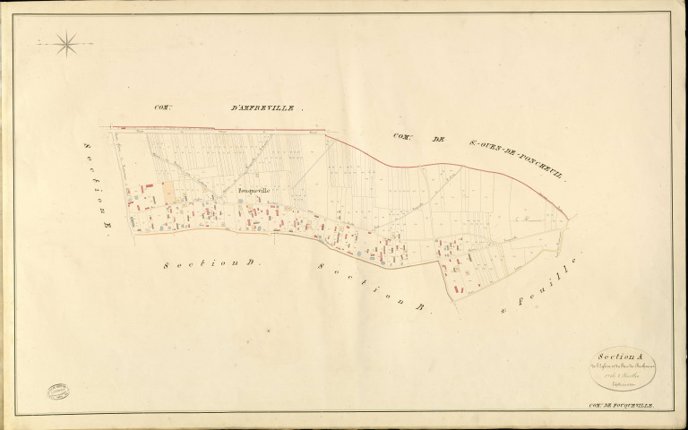 Fouqueville. Section A _ de l'Eglise et du Parc du Becthomas _ 1re de 2 Feuilles