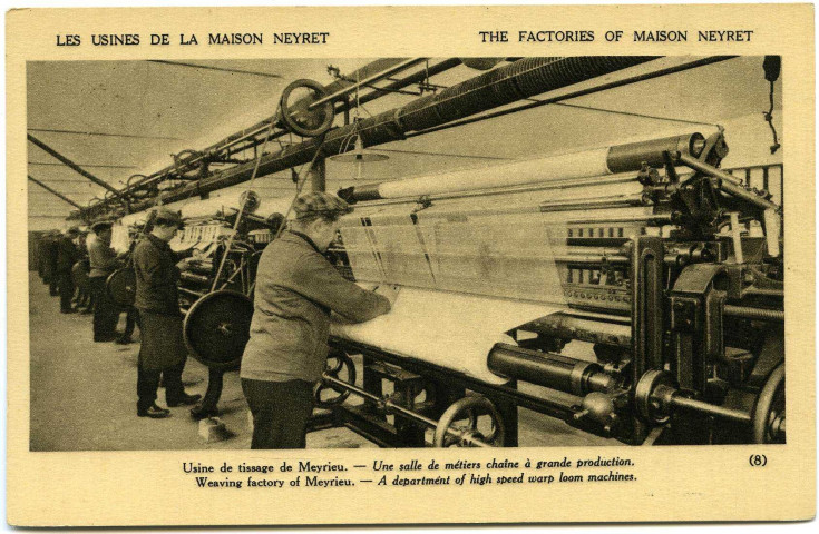 Fleury-sur-Andelle. Les Usines de la Maison Neyret. - Usine de tissage de Meyrieu. - Une salle de métiers chaîne à grande production.