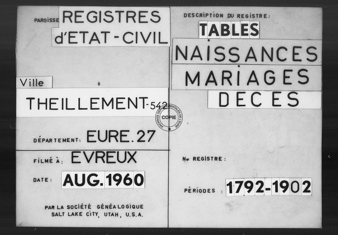 Tables (1792-1902)