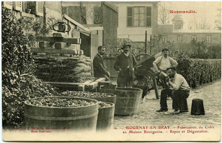 Divers. Normandie. - Fabrication du Cidre en Maison bourgeoise. - Repos et Dégustation.