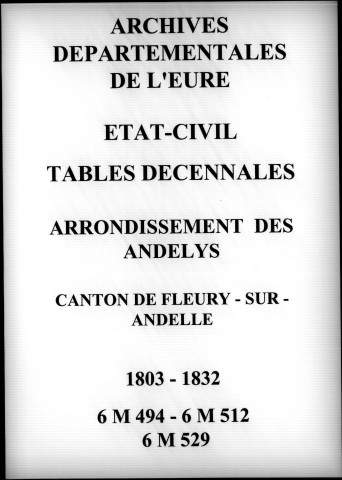 Canton de Fleury-sur-Andelle, 1803-1832