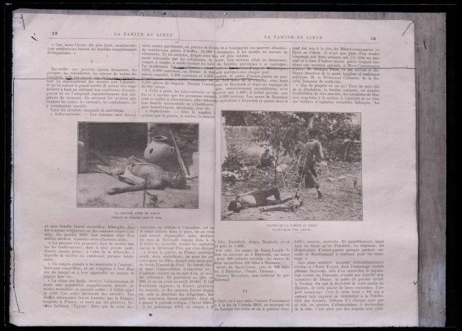 La grande pitié du Liban, cadavre de libanais mort de faim et scènes de la famine au Liban, enlèvement d'un cadavre.