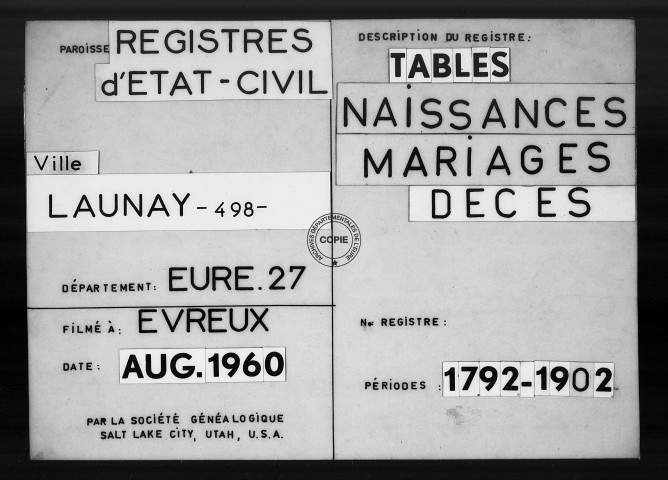 Tables (1792-1902)