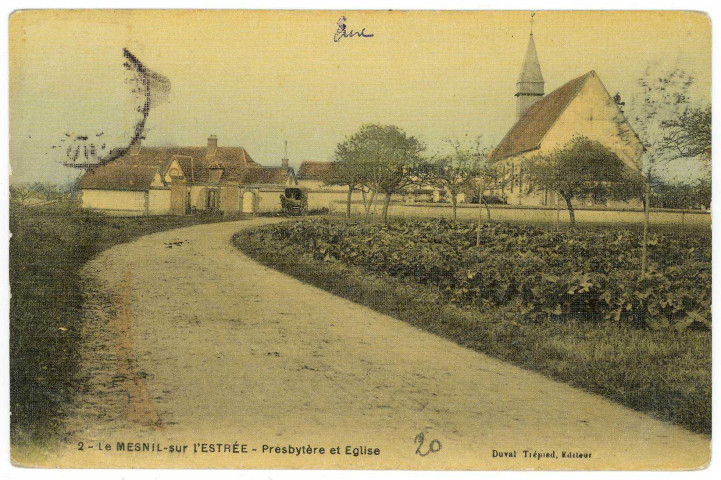 Mesnil-sur-l'Estrée (Le). Presbytère et Eglise.