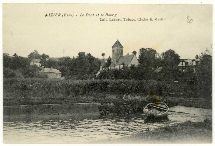 Aizier. Le port et le bourg.