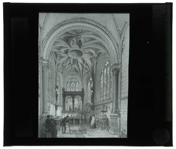 Église Saint-Nicolas de Valmont (Seine-Maritime), chapelle de la Vierge, lithographie du XIXème siècle.