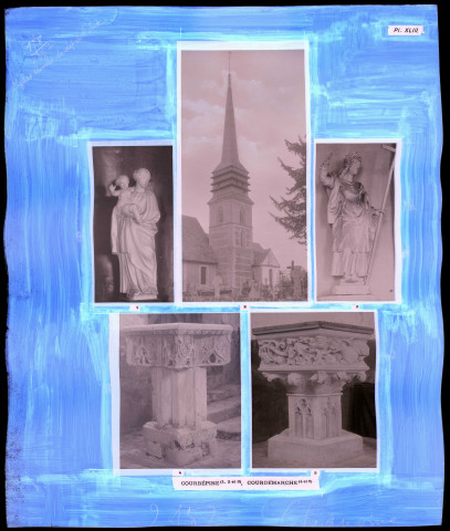 "Églises rurales du département de l'Eure" du chanoine Bonnenfant tome I, planche XLIII Courbépine (Eure) et Courdemanche (Eure).