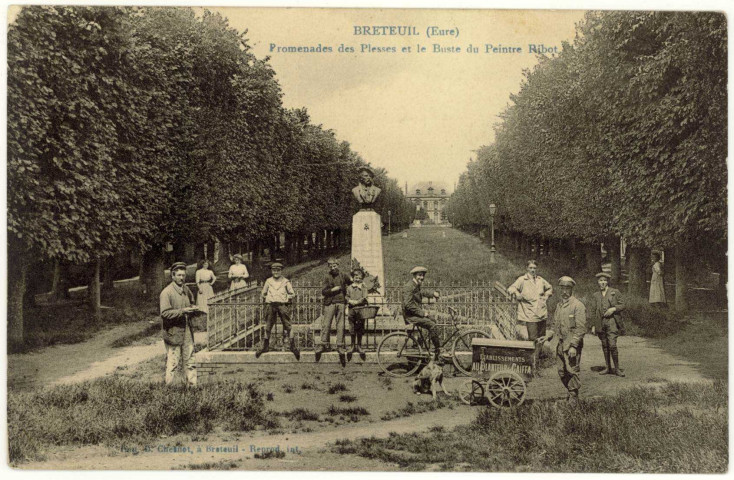 Breteuil-sur-Iton. Promenades des Plesses et le Buste du Peintre Ribot.