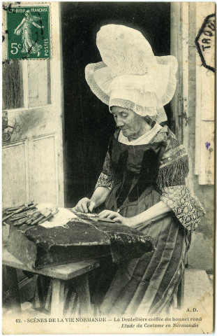 Divers. Scènes de la Vie Normande. - La Dentelière coiffée du bonnet rond.