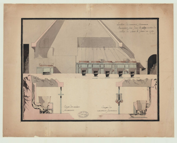 Paris _"Elévation des nouveaux fourneaux économiques faits dans la cuisine du Collège de Louis le Grand en 1789".