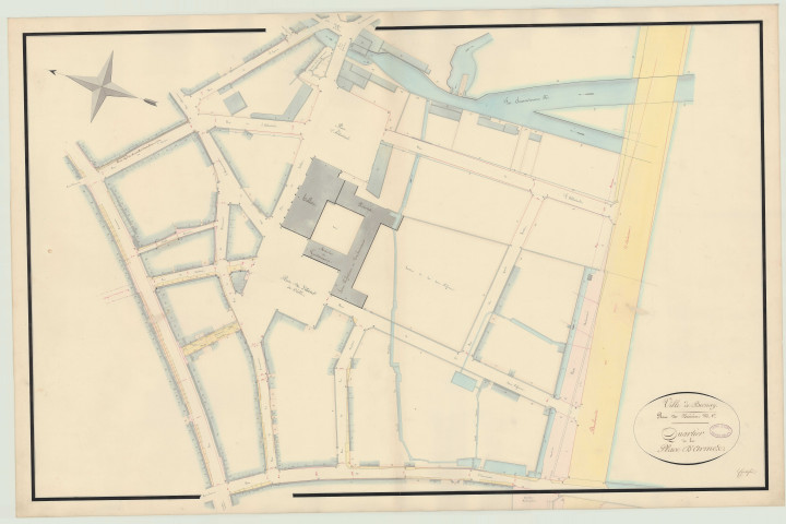 Bernay _ Atlas "Plans de divisions des rues, places, boulevards, rivières et autres voies publiques de la ville de Bernay."