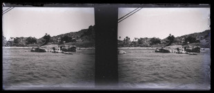 Rochers sur les berges du Nil (Égypte).