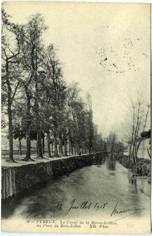 Evreux-Ville. Le Canal de la Reine Jeanne au pont du Bois Jollet.