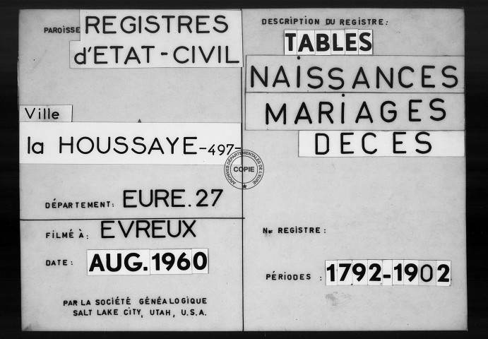 Tables (1792-1902)