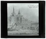 Abbaye Notre-Dame du Bec au Bec-Hellouin (Eure), vue générale par Pigeon en 1788.