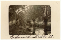 Berthenonville. Personnage au bord de l'Epte.