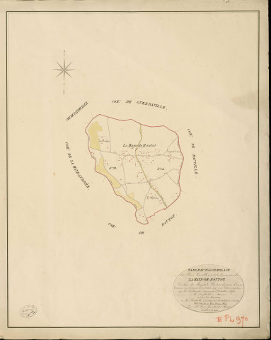 Haye-de-Routot (La). Tableau d'assemblage _ du Plan Parcellaire de la Commune de La Haye-de-Routot _ Canton de Routot - Pontaudemer - Eure. _ Terminé sur le Terrain le 20 Octobre 1826 , sous l'administration de M.Le Vicomte Raymond Delaitre, Préfet _ M. Defreville, Maire _ sous la Direction de M.Hurtrelle, Directeur des Contributions directes _ M. Hautier, Géomètre en Chef. _ Par M. Canu, Géomètre de 1re classe.
