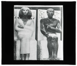 Musée du Caire (Égypte), statues en calcaire peint de Rahotep et de la princesse Nofret.