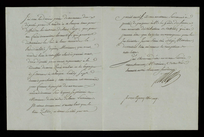 Lettre au sujet de la formation de nouveaux présidiaux.