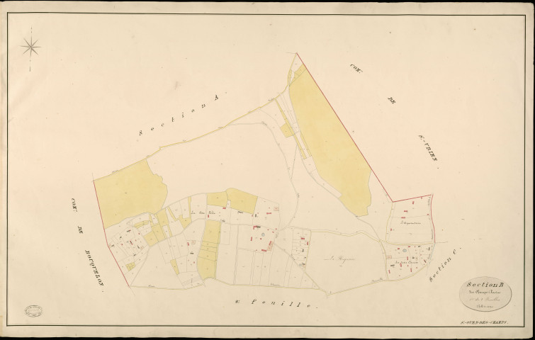 Saint-Ouen-des-Champs. Section B _ des Champs Racine _ 1re de 2 Feuilles
