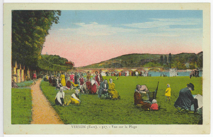Vernon-Ville. Vue de la plage.