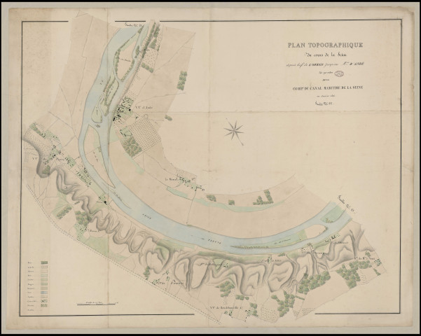 Cours de la Seine Du Hameau de L'Ormais à Andé - "Plan topographique du cours de la Seine de la ferme de l'Ormais jusqu'au moulin d'Andé. Feuille n° 22".