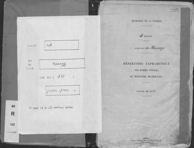 Bernay. Répertoire alphabétique (1915)