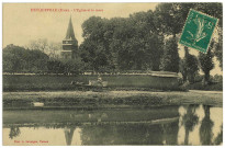 Heuqueville. L'Eglise et la mare.