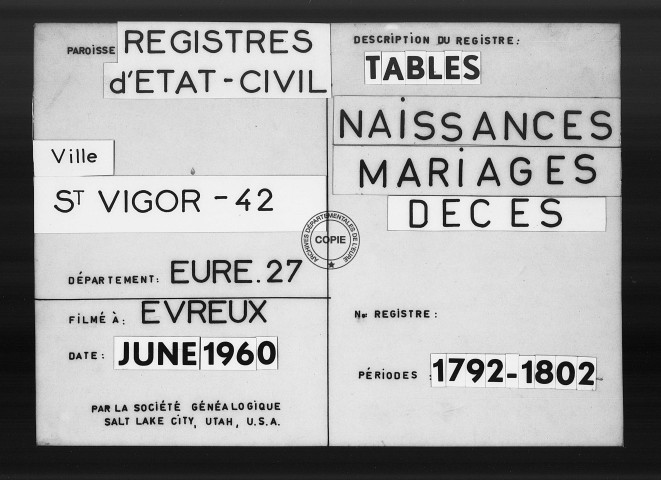 Tables (1792-1902)