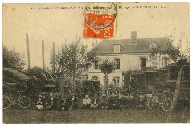Giverville. Vue générale de l'Etablissement Farin, Entrepreneur de Battage, à Giverville (Eure).
