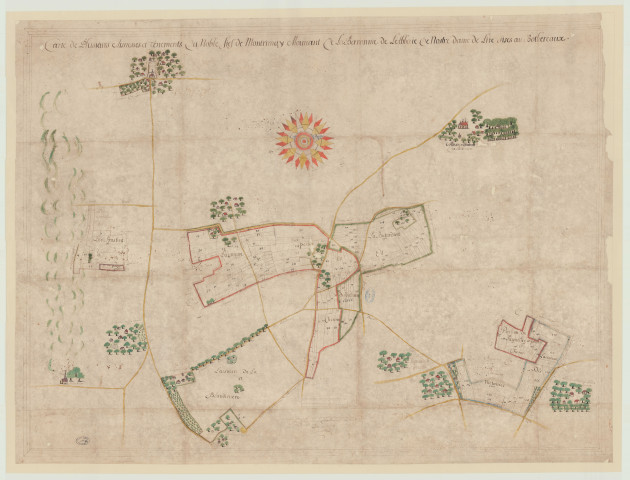 Bottereaux (Les) - "Carte de plusieurs aisnesses tènements du noble fief de Montmiray mouvant de la baronnie de l'abbaye Nostre-Dame de Lyre sise aux Bottereaux". *