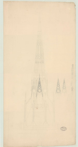 Evreux _Cathédrale. Projet de restauration de la flèche.