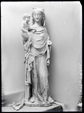 Statue de Vierge à l'enfant du XIVème siècle de l'église de Sancourt (Eure).