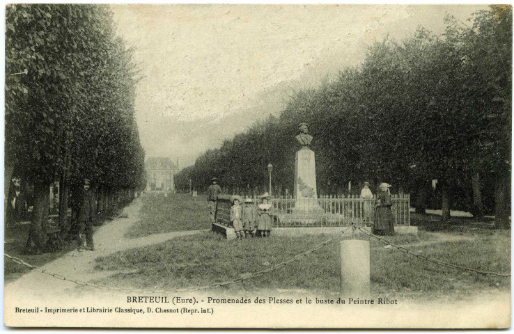 Breteuil-sur-Iton. Breteuil. - Promenades des Plesses et le buste du Peintre Ribot.