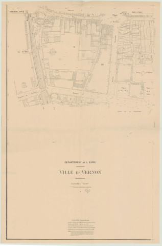 Vernon _ MRU _ Fond de plan topographique dressé en 1941, complété en 1944 pour les îlots 18 à 25, en 4 feuilles.