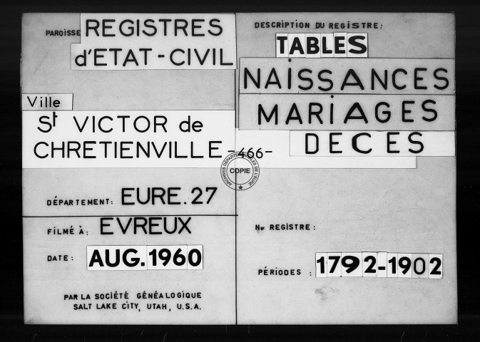 Tables (1792-1902)