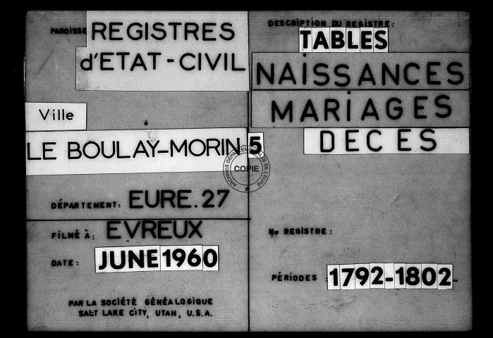 Tables (1792-1902)